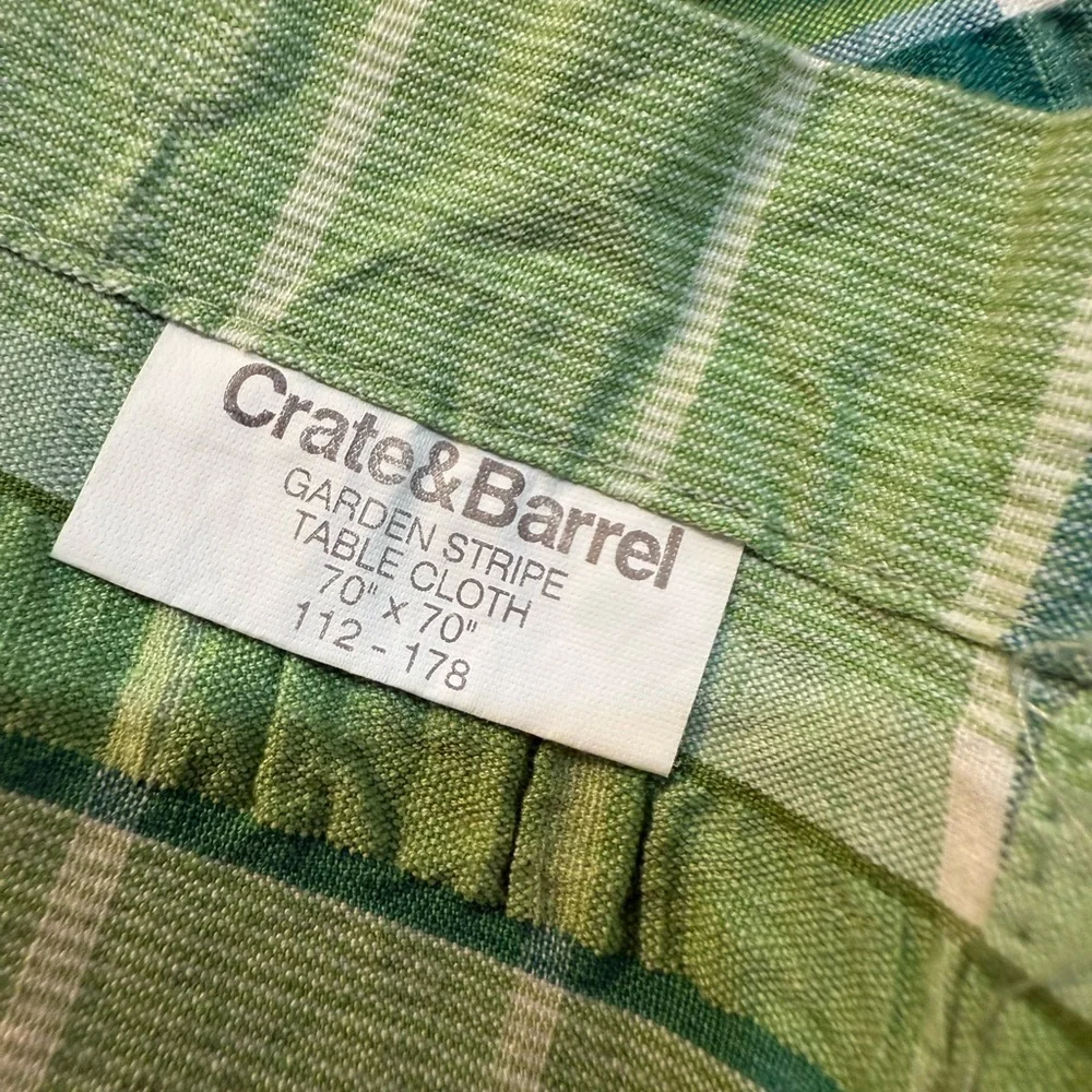 Crate & Barrel Garden Stripe Tablecloth 70x70